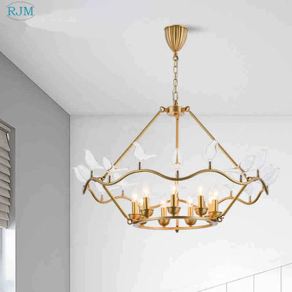 DecorBites™ Copper Bird Chandelier for Home, Restaurant, Bar Lighting
