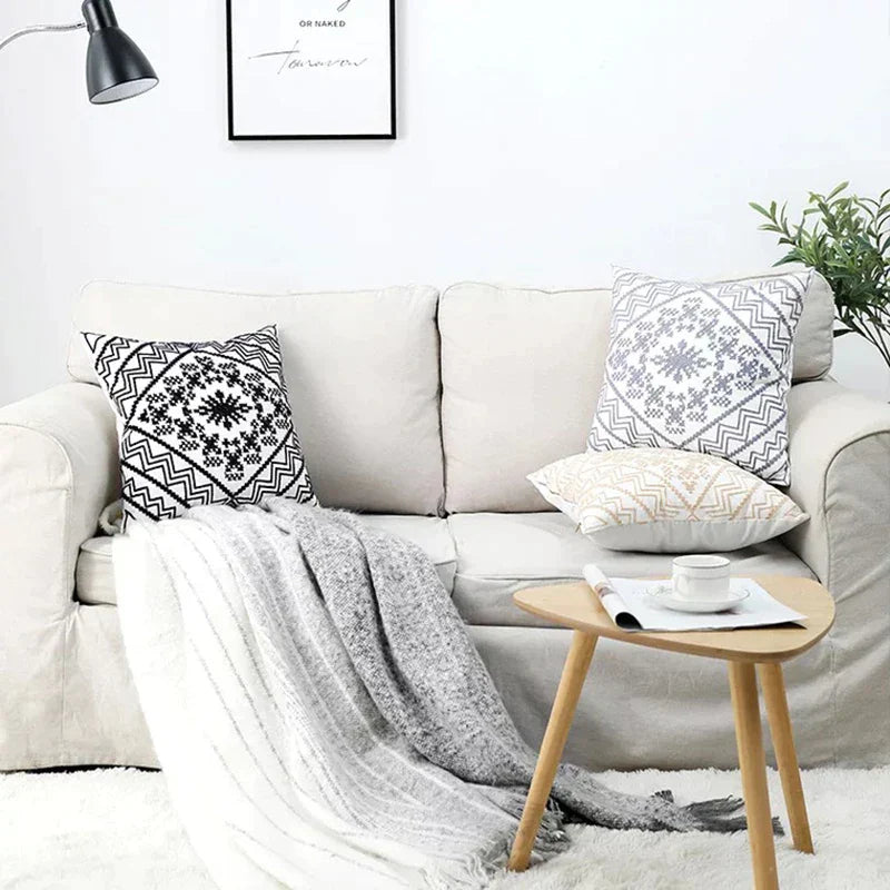 DecorBites™ Aztec Embroidery Canvas Cushion Cover 45x45cm