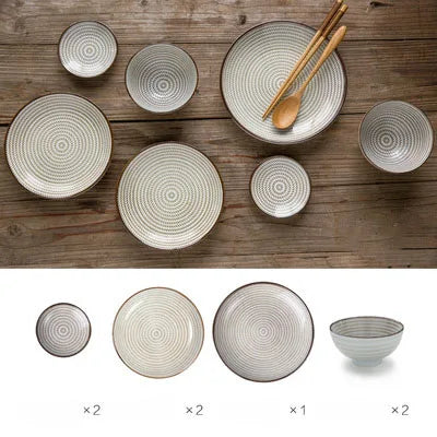 ™ Japanese Style Ceramic Dinner Set - Blue Tableware Set with Bowl and Plate