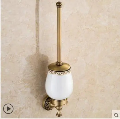 DecorBites™ Copper Carved Bathroom Accessories Set: Towel Shelf, Towel Bar, Paper Holder, Cloth Hook