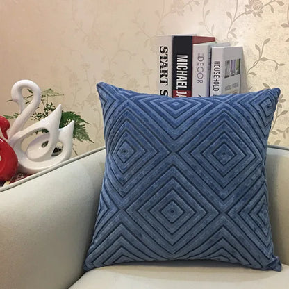 DecorBites™ Geometric Chenille Flocking Cushion Cover in Grey Yellow Purple Red, 45x45cm/30x50cm