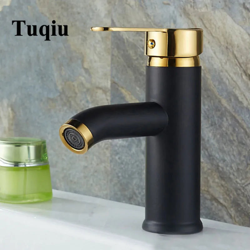 DecorBites™ Black Single Handle Luxury Bathroom Faucet Switch Mixer Taps for Wash Basin