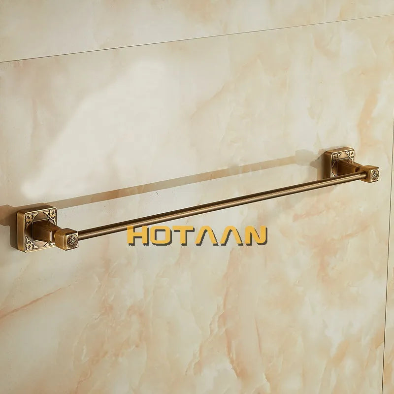 DecorBites™ Antique Brass Single Towel Bar, Wall Mounted Bathroom Accessories