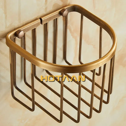 DecorBites™ Antique Brass Toilet Paper Holder Mounted Roll Tissue Box - YT-1392