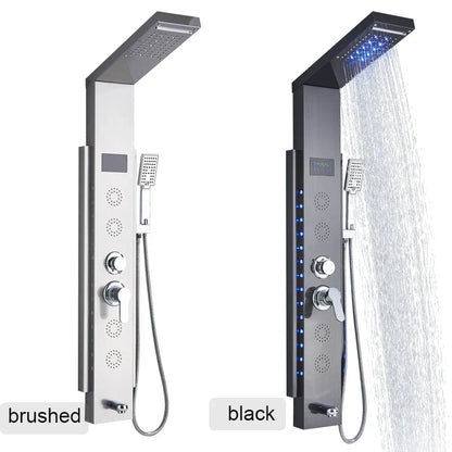 DecorBites™ Black Led Shower Panel 5-Function Wall Mount Bathroom Shower Faucet