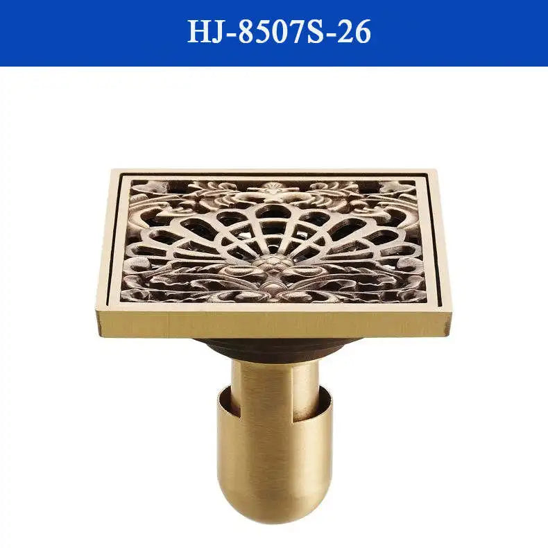 DecorBites™ Antique Brass Shower Drain Cover Euro Art Carved Bathroom Strainer