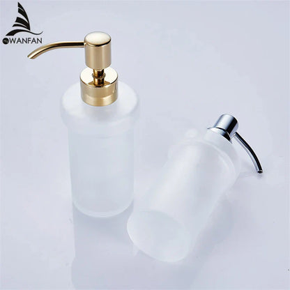 DecorBites™ Frosted Glass Liquid Soap Dispenser with Brass Head - 200ml