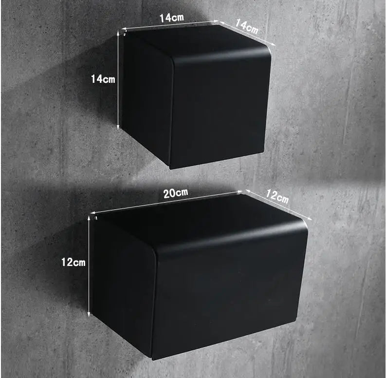 DecorBites™ Aluminum Black Bathroom Tissue Holder Wall-Mounted Toilet Paper Rack Stand