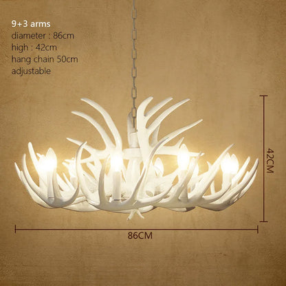 DecorBites™ Deer Antler Chandelier: American Retro Resin Horn Lamps for Rustic Home Decor