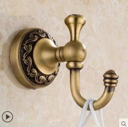 DecorBites™ Copper Carved Bathroom Accessories Set: Towel Shelf, Towel Bar, Paper Holder, Cloth Hook