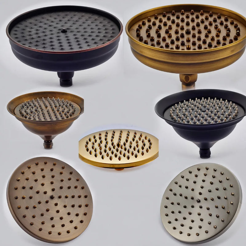 DecorBites™ 8" Brass Shower Head: Bathroom Rainfall Replacement for Handshower Faucet