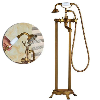 DecorBites™ Gold Tub Sink Faucet with Handshower - Freestanding Bath Mixer Tap