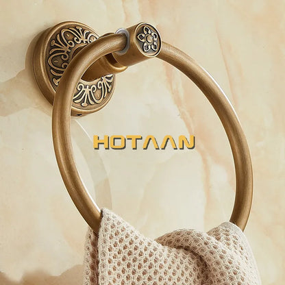 DecorBites™ Antique Brass Towel Ring - Wall-Mounted Round Towel Holder for Bathroom