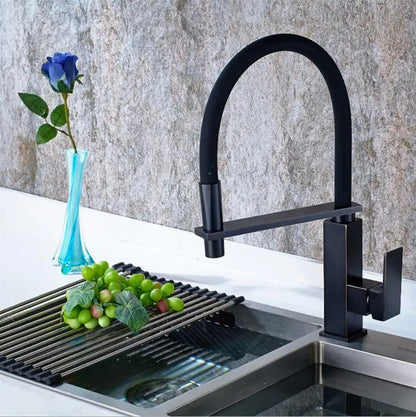 DecorBites™ Black Swivel Kitchen Faucet Luxury Spray Deck Mounted Mixer Tap