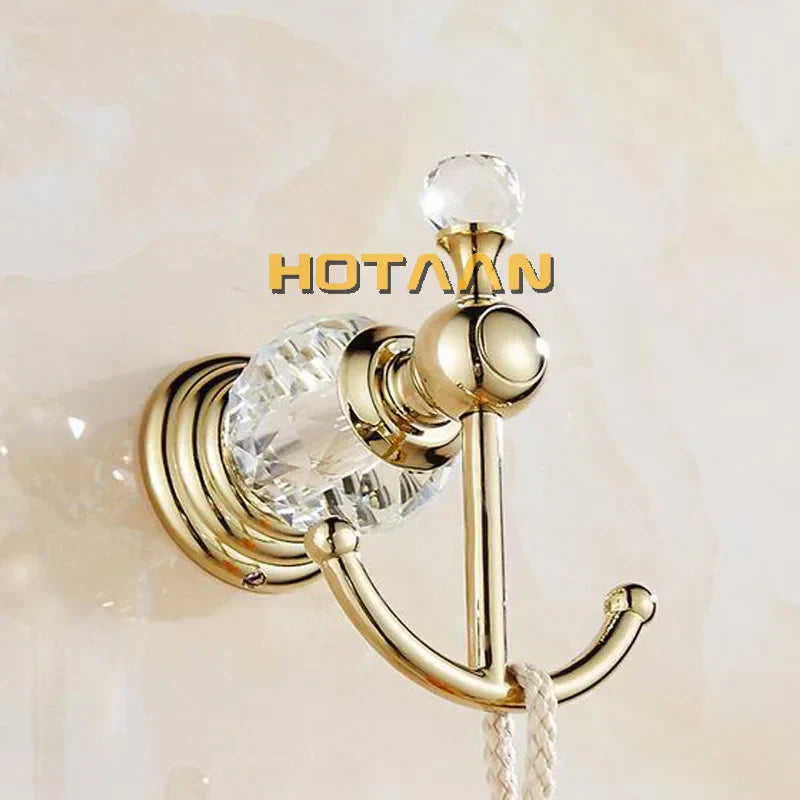 ™ Gold Crystal Robe Hook Towel Rack for Elegant Bathroom Decor