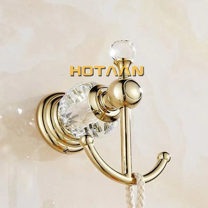 ™ Gold Crystal Robe Hook Towel Rack for Elegant Bathroom Decor