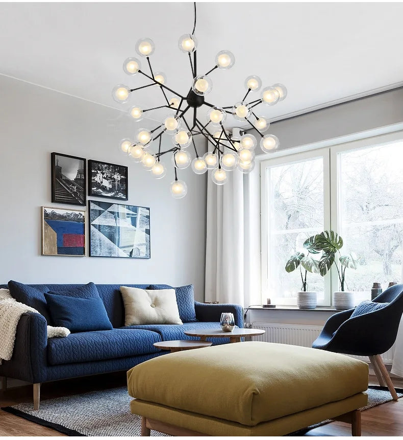™ LED Firefly Chandelier: Modern Tree Branch Ceiling Lamp for Stylish Home Decor