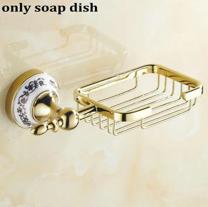 DecorBites™ Golden Polished Porcelain Bath Hardware Set for Bathroom Essentials