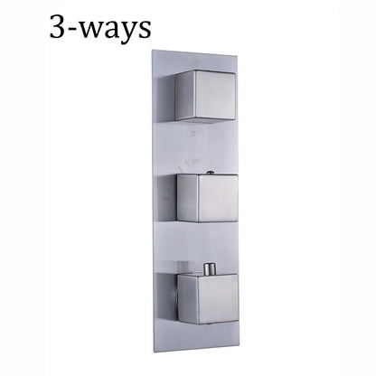 DecorBites™ Brushed Nickel Thermostatic Mixer Valve for Three Handle Shower Control