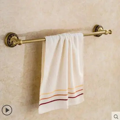 DecorBites™ Copper Carved Bathroom Accessories Set: Towel Shelf, Towel Bar, Paper Holder, Cloth Hook