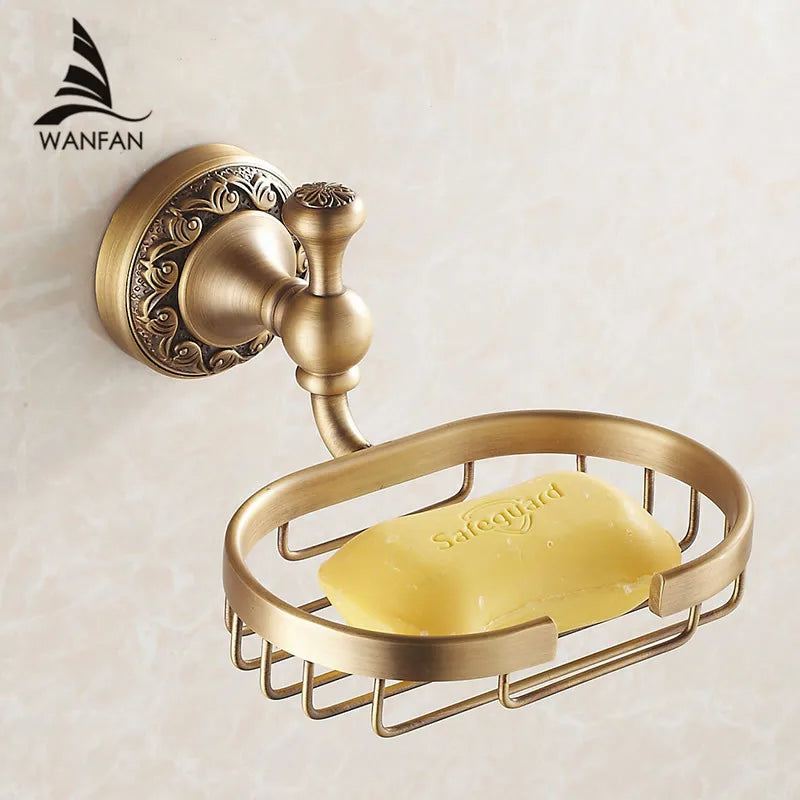 DecorBites™ Antique Bronze Brass Crystal Soap Dish Basket Bathroom Accessories
