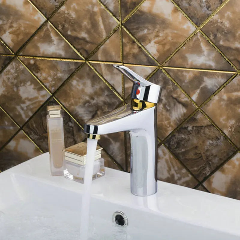 DecorBites™ Golden Chrome Brass Bathroom Sink Faucet Mixer