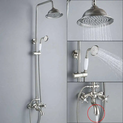 DecorBites™ Brushed Nickel Dual Handle Rainfall Shower Mixer Faucet with Handshower
