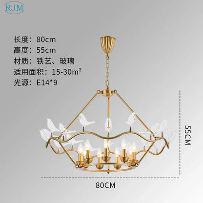 DecorBites™ Copper Bird Chandelier for Home, Restaurant, Bar Lighting
