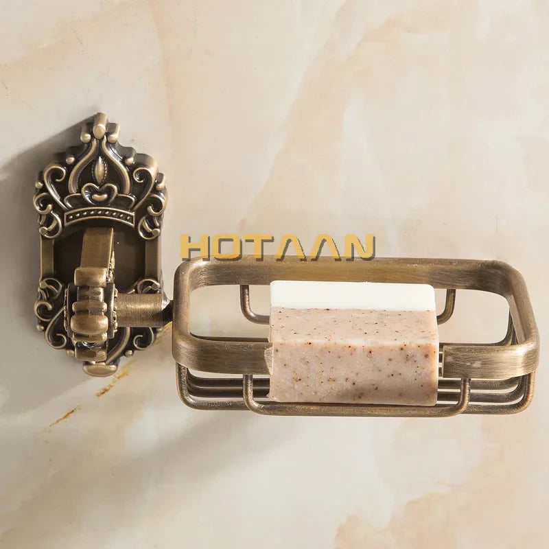 DecorBites™ Antique Brass Wall Mount Soap Basket for Bathroom Essentials