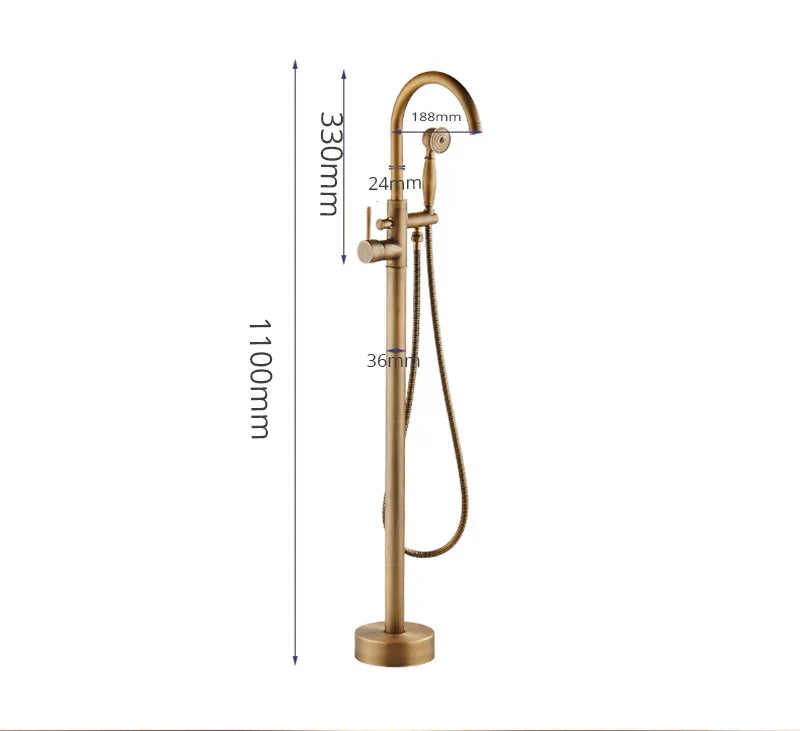 DecorBites™ Antique Brass Tub Faucet Swivel Spout Filler Hot Cold Mixer Tap