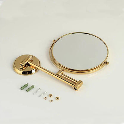 DecorBites™ 8" Round Brass Dual Makeup Mirror with 3X Magnification