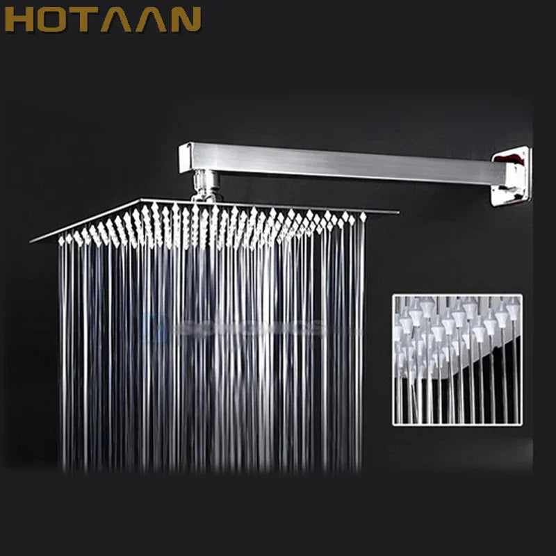 DecorBites™ 12 Inch Stainless Steel Rain Shower Head with Arm - Water Saving Top Shower