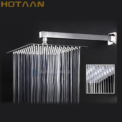 DecorBites™ 12 Inch Stainless Steel Rain Shower Head with Arm - Water Saving Top Shower
