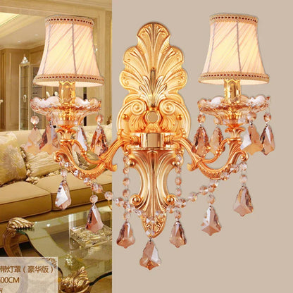 DecorBites™ Gold Crystal Wall Light Indoor Lamp - Elegant Alloy Crystal Candle Design