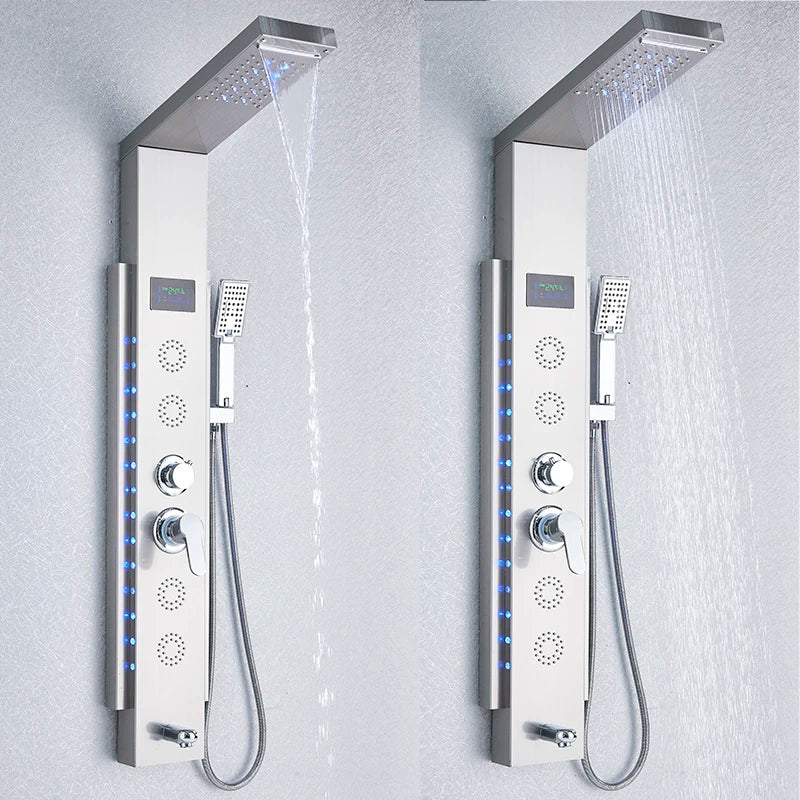 DecorBites™ Black Led Shower Panel 5-Function Wall Mount Bathroom Shower Faucet