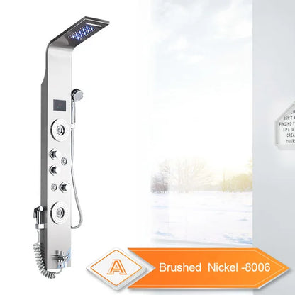 DecorBites™ LED Rain Waterfall Shower Panel with Massage Jets and Bidet Sprayer