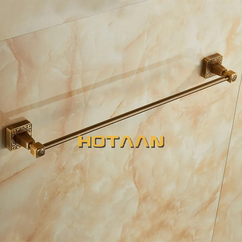 DecorBites™ Antique Brass Single Towel Bar, Wall Mounted Bathroom Accessories