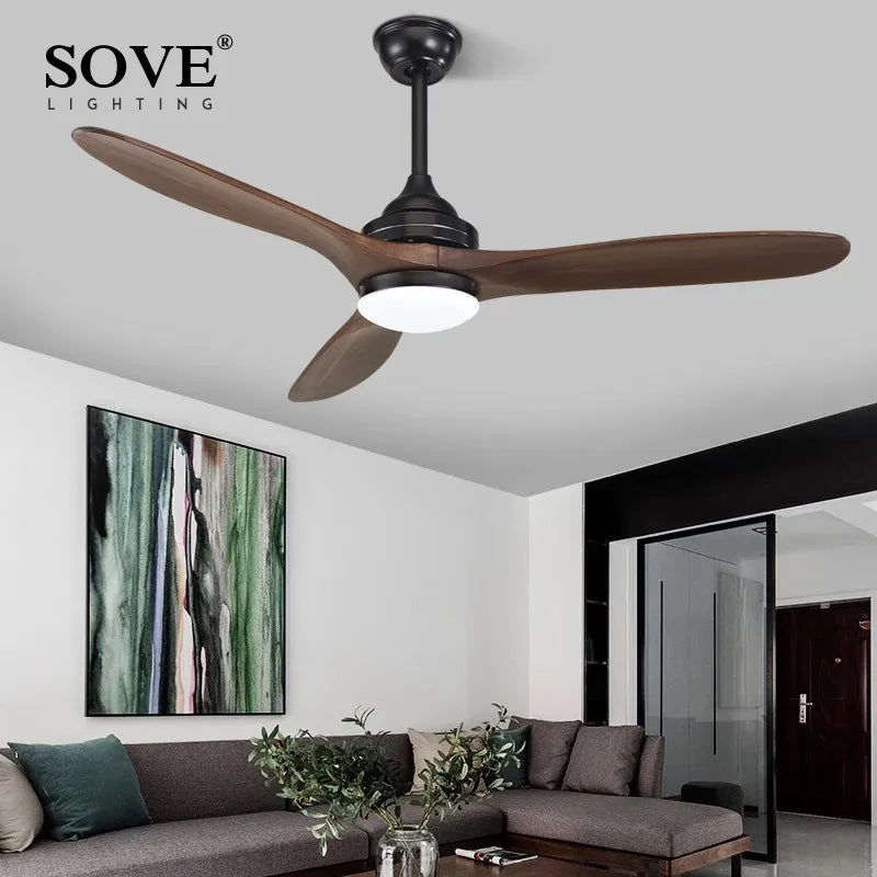 DecorBites™ Black Wood Industrial Ceiling Fan Remote Control DC 220v