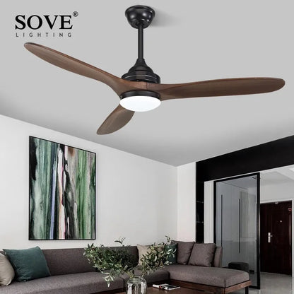 DecorBites™ Black Wood Industrial Ceiling Fan Remote Control DC 220v