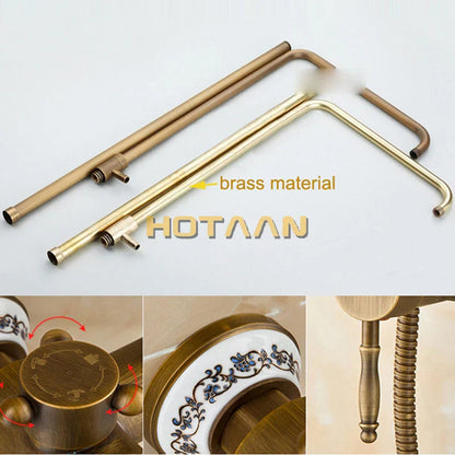 DecorBites™ Antique Brass Rainfall Shower Faucet Set with Hand Shower