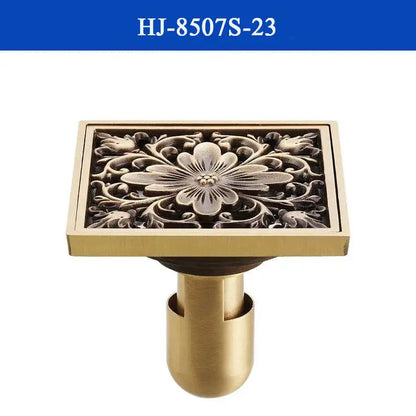 DecorBites™ Antique Brass Shower Drain Cover Euro Art Carved Bathroom Strainer