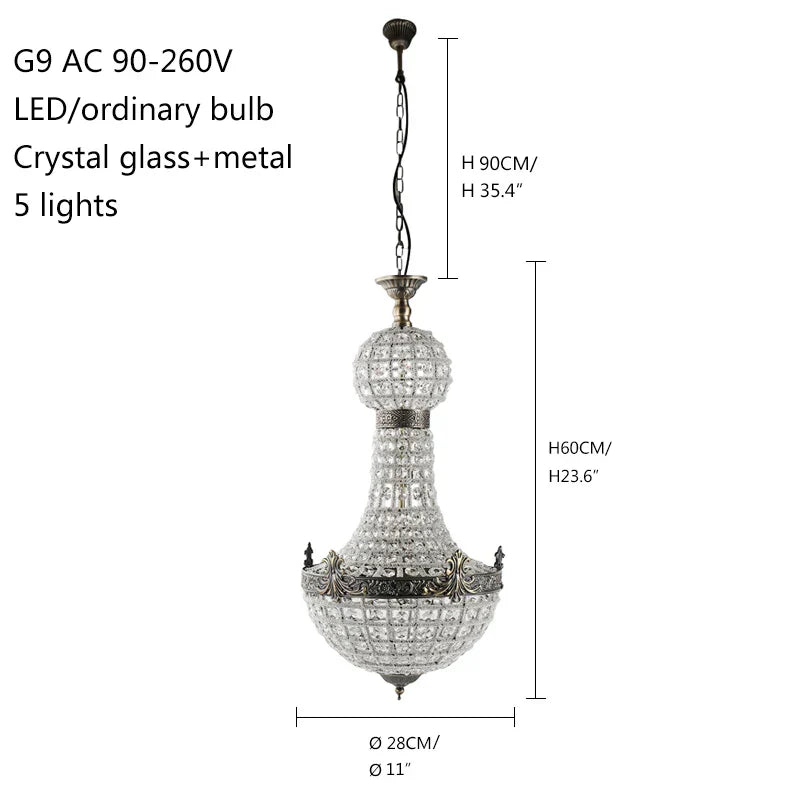 DecorBites™ Art Deco Crystal LED Chandelier in 2 Sizes for Parlor, Bedroom, Lobby, Hotel