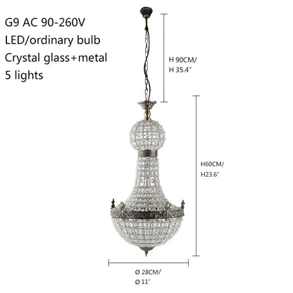 DecorBites™ Art Deco Crystal LED Chandelier in 2 Sizes for Parlor, Bedroom, Lobby, Hotel