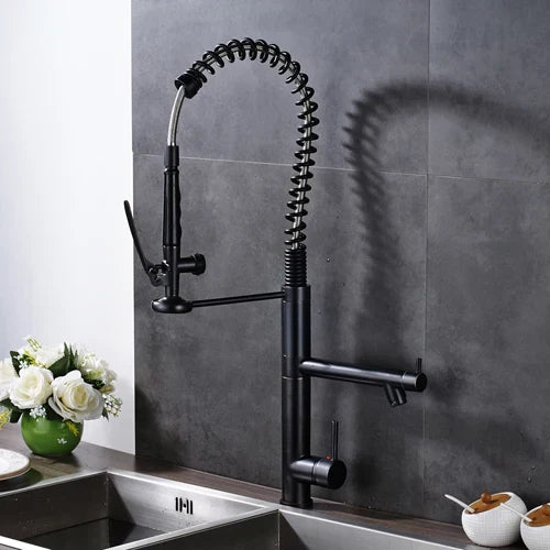 DecorBites™ Black Bronze Kitchen Mixer Faucet with 360 Rotation - Single Handle Sink Tap