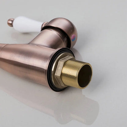 DecorBites™ Antique Brass Swivel Kitchen Faucet with Ceramic Handle for Countertop Sink