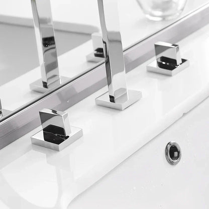 DecorBites™ Brass Chrome Bathroom Sink Faucets Deck Mounted Double Handle Hot Cold Tap