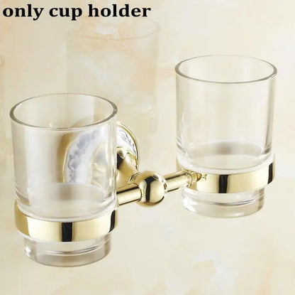 DecorBites™ Golden Polished Porcelain Bath Hardware Set for Bathroom Essentials