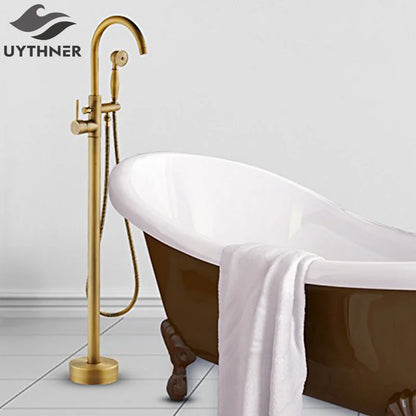 DecorBites™ Antique Brass Tub Faucet Swivel Spout Filler Hot Cold Mixer Tap