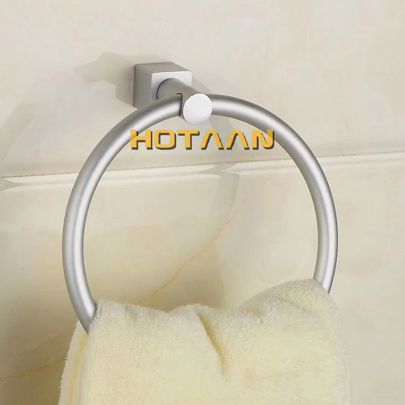 DecorBites™ Aluminium Round Towel Holder Rings Wall Mounted Bathroom Accessories
