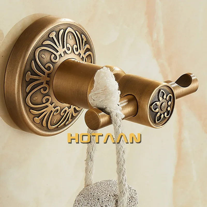 DecorBites™ Antique Brass Robe Hook, Wall Mounted Bathroom Accessories